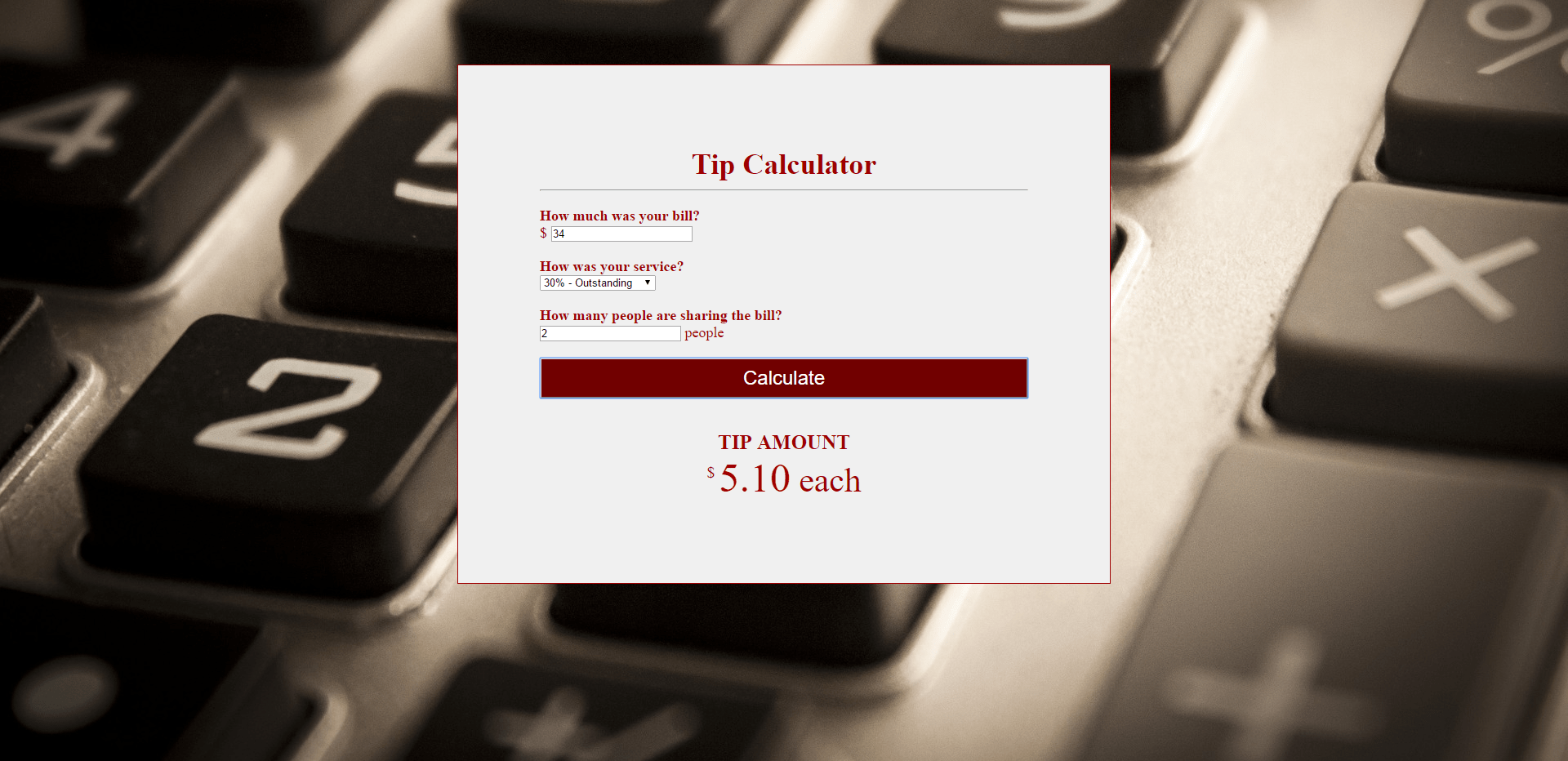 Tip Calculator Screenshot 1